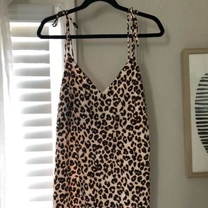 Leopard print satin cami mini dress
